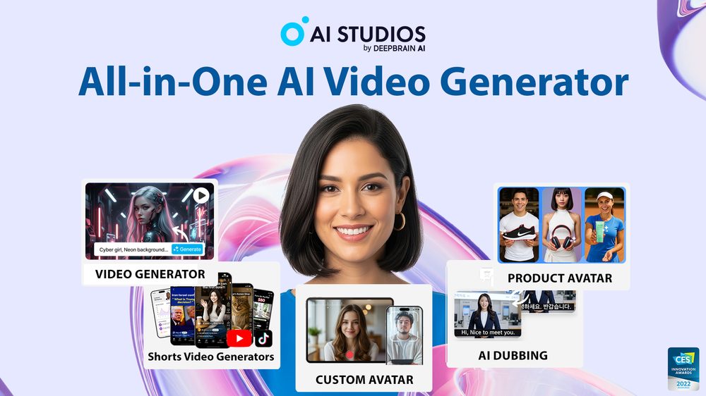 AI Studios by DeepBrain all-in-one AI video generator with custom avatar, product avatar, and AI dubbing