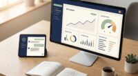 Best AI SEO tools for 2026 shown as a clean editorial desk scene with a monitor displaying SEO ranking charts, keyword data, and an AI content score dashboard